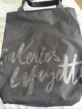Galeries Lafayette black zippered tote bag
